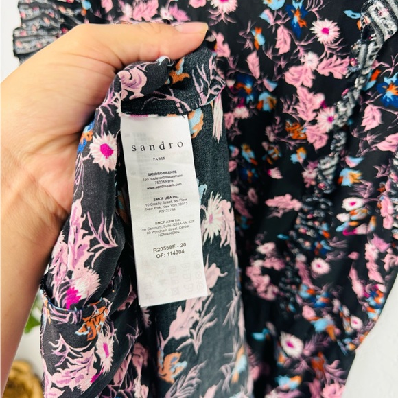 SANDRO Bouna Sleeveless Floral Ruffle Dress - Picture 9 of 10